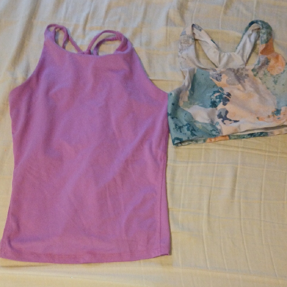 Purple Tank Top and Multicolor Sports Bra